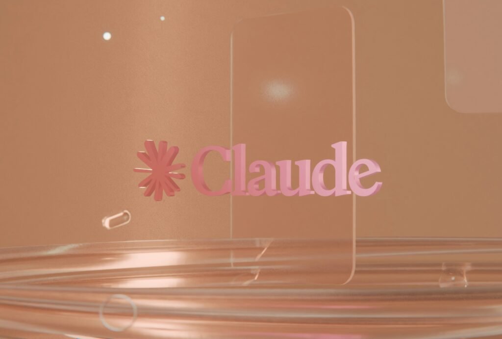 Claude AI logo featuring a pink asterisk symbol on a soft peach background, representing Anthropic's artificial intelligence assistant and modern AI technology.