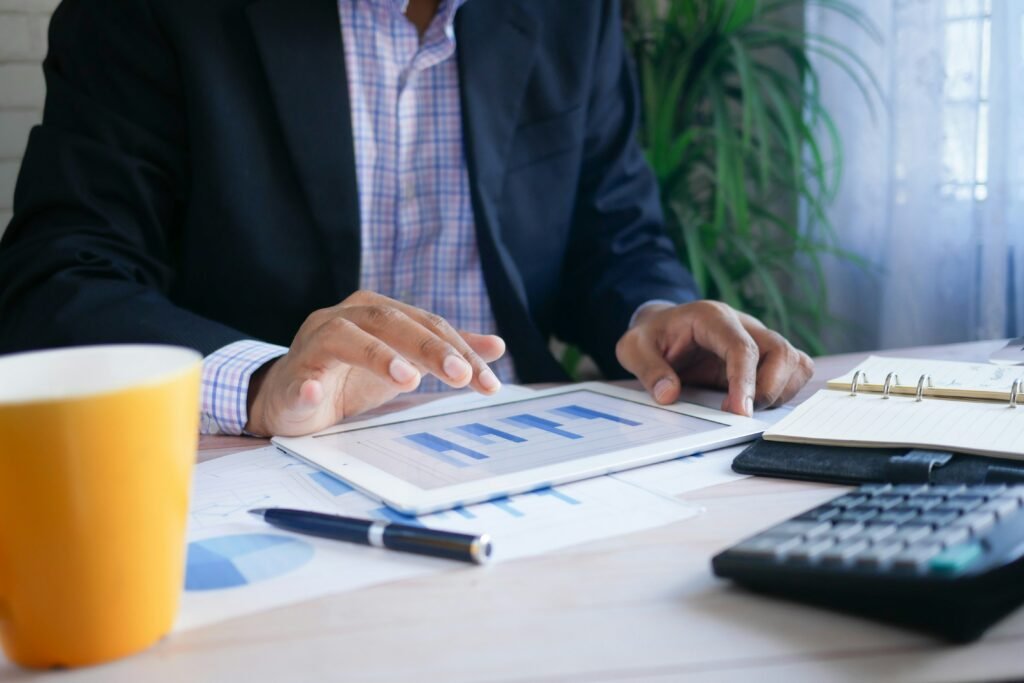 Business professional using AI in Excel to create charts and reports
