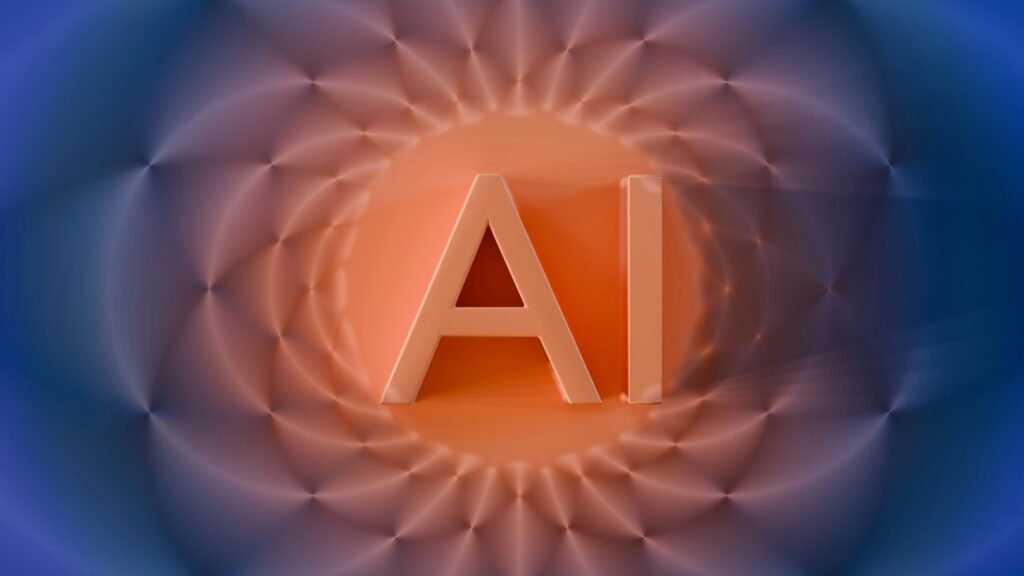 Glowing AI letters on a futuristic digital background representing artificial intelligence used to summarize, analyze, and understand PDF documents.