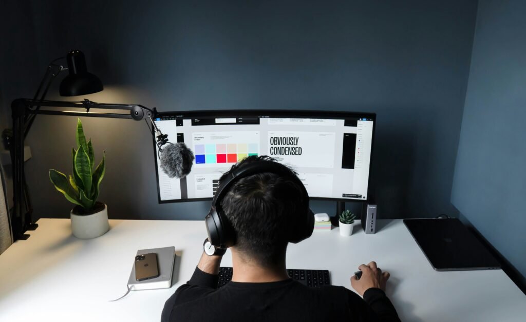Freelancer using AI for content creation and design